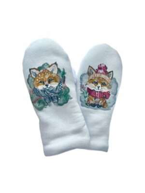 Варежки детские "Лисички" на размер от 98 роста