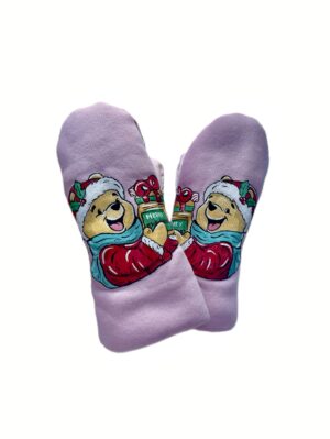 Варежки детские "Винни Пух - Санта Клаус" на размер от 98 роста