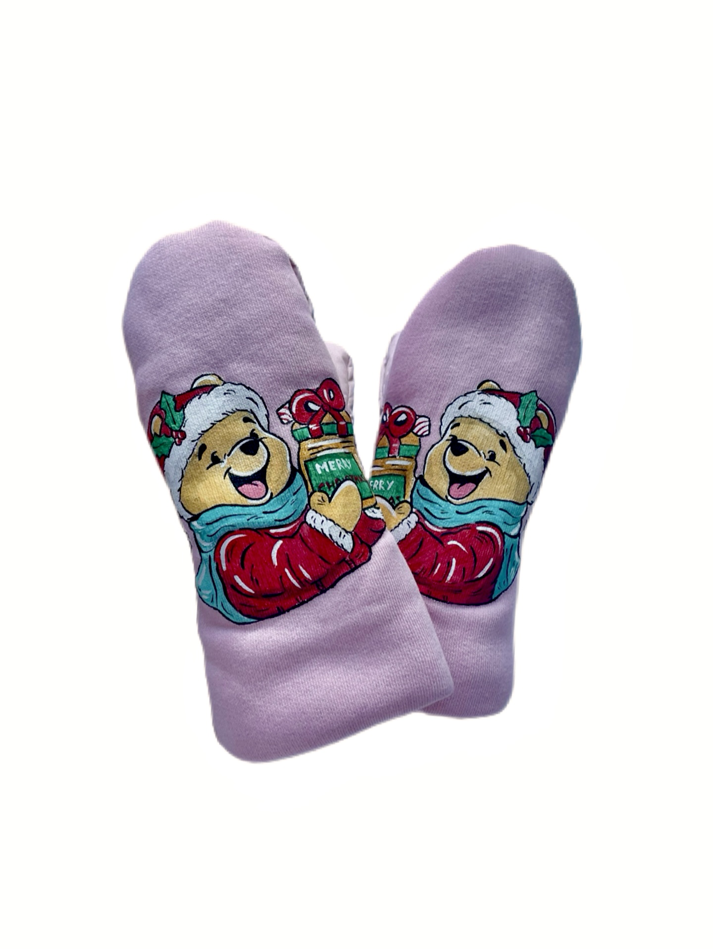 Варежки детские "Винни Пух - Санта Клаус" на размер от 98 роста